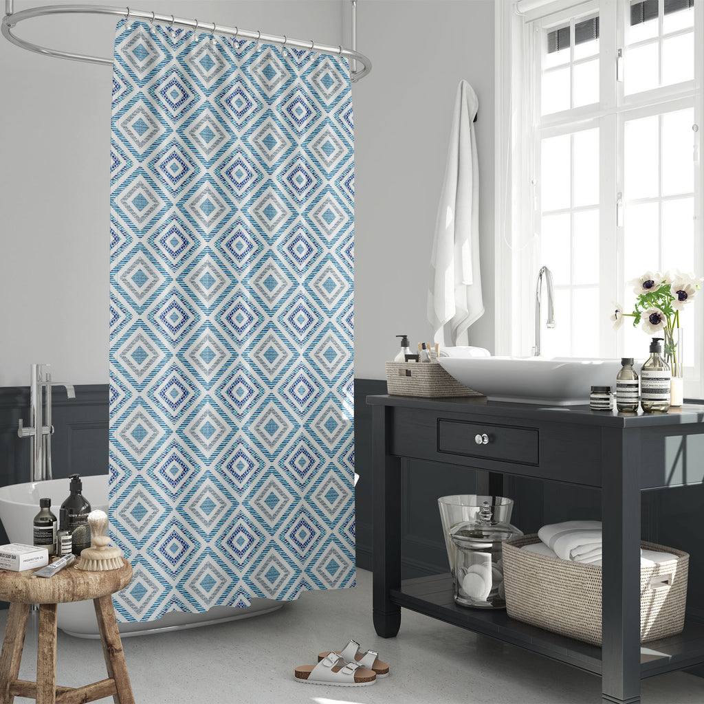 Watercolor Diamond Shaped Marine Elements Washable Waterproof Shower Curtain-Shower Curtains-CUR_SH_EL-IC 5016119 IC 5016119, Abstract Expressionism, Abstracts, Art and Paintings, Black and White, Check, Cross, Diamond, Digital, Digital Art, Geometric, Geometric Abstraction, Graphic, Illustrations, Nautical, Patterns, Semi Abstract, Signs, Signs and Symbols, Stripes, Watercolour, White, watercolor, shaped, marine, elements, washable, waterproof, shower, curtain, abstract, argyle, art, backdrop, background, 