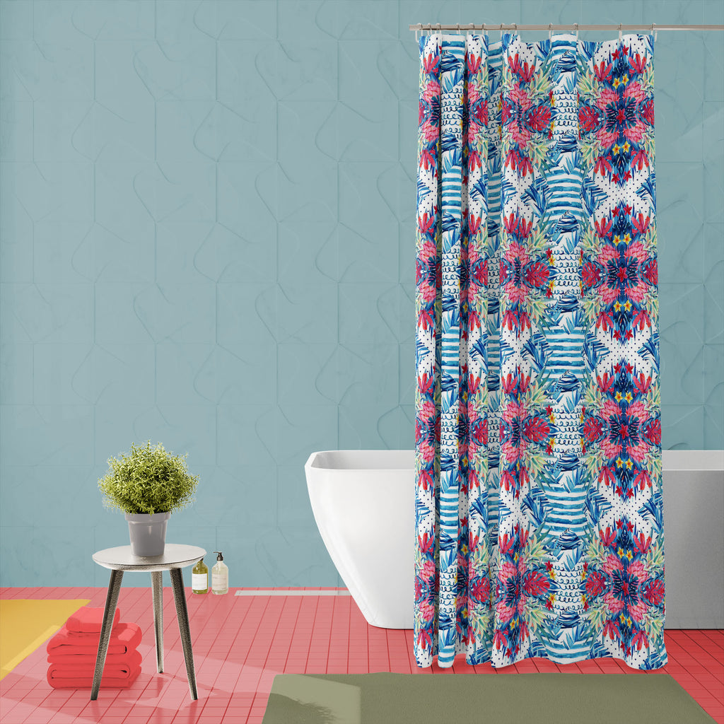 Abstract Watercolor Flowers Washable Waterproof Shower Curtain - Shower Curtains - ArtzFolio.com