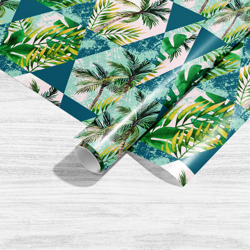 Tropical Leaves and Palm Trees in Geometrical Shapes Art & Craft Gift Wrapping Paper-Wrapping Papers-WRP_PP-IC 5016123 IC 5016123, Abstract Expressionism, Abstracts, Ancient, Art and Paintings, Automobiles, Black and White, Botanical, Digital, Digital Art, Floral, Flowers, Geometric, Geometric Abstraction, Graphic, Hexagon, Hipster, Historical, Illustrations, Medieval, Modern Art, Nature, Nautical, Patterns, Retro, Semi Abstract, Signs, Signs and Symbols, Transportation, Travel, Triangles, Tropical, Vehicle