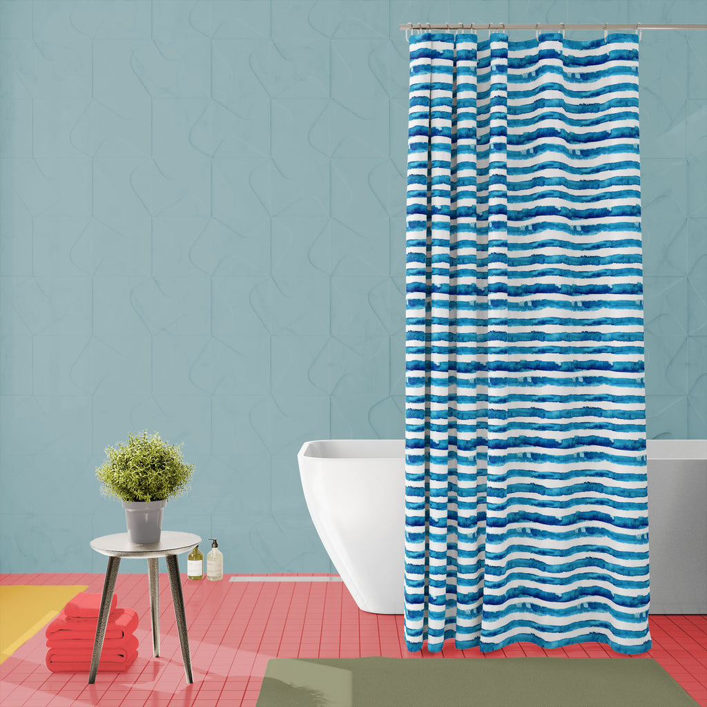 Abstract Waved Stripes Washable Waterproof Shower Curtain - Shower Curtains - ArtzFolio.com