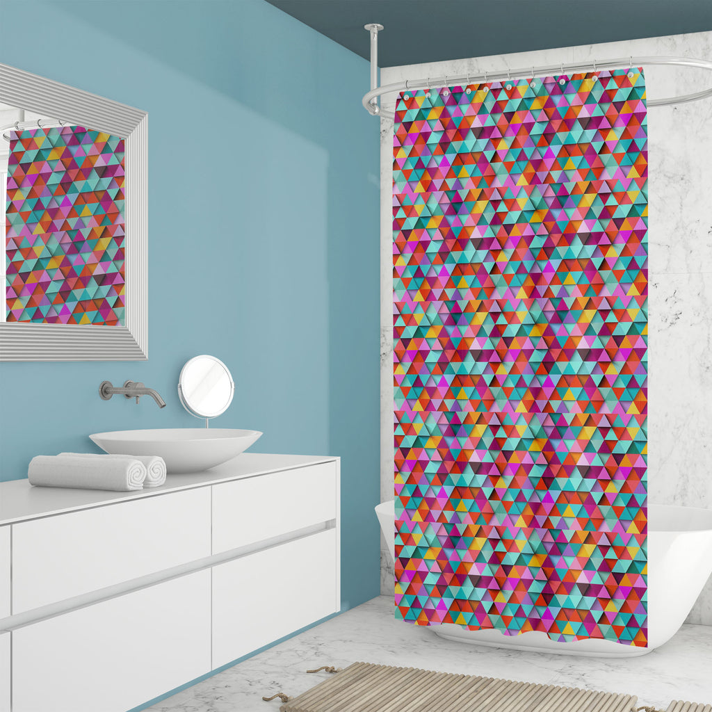 Geometric Pattern D24 Washable Waterproof Shower Curtain-Shower Curtains-CUR_SH_EL-IC 5016128 IC 5016128, 3D, Abstract Expressionism, Abstracts, Geometric, Geometric Abstraction, Illustrations, Patterns, Semi Abstract, Signs, Signs and Symbols, Triangles, pattern, d24, washable, waterproof, shower, curtain, triangle, seamless, background, vector, wallpaper, abstract, purple, texture, colorful, creative, design, eps10, geometry, green, illustration, mosaic, orange, pink, shadow, shape, technology, template, 