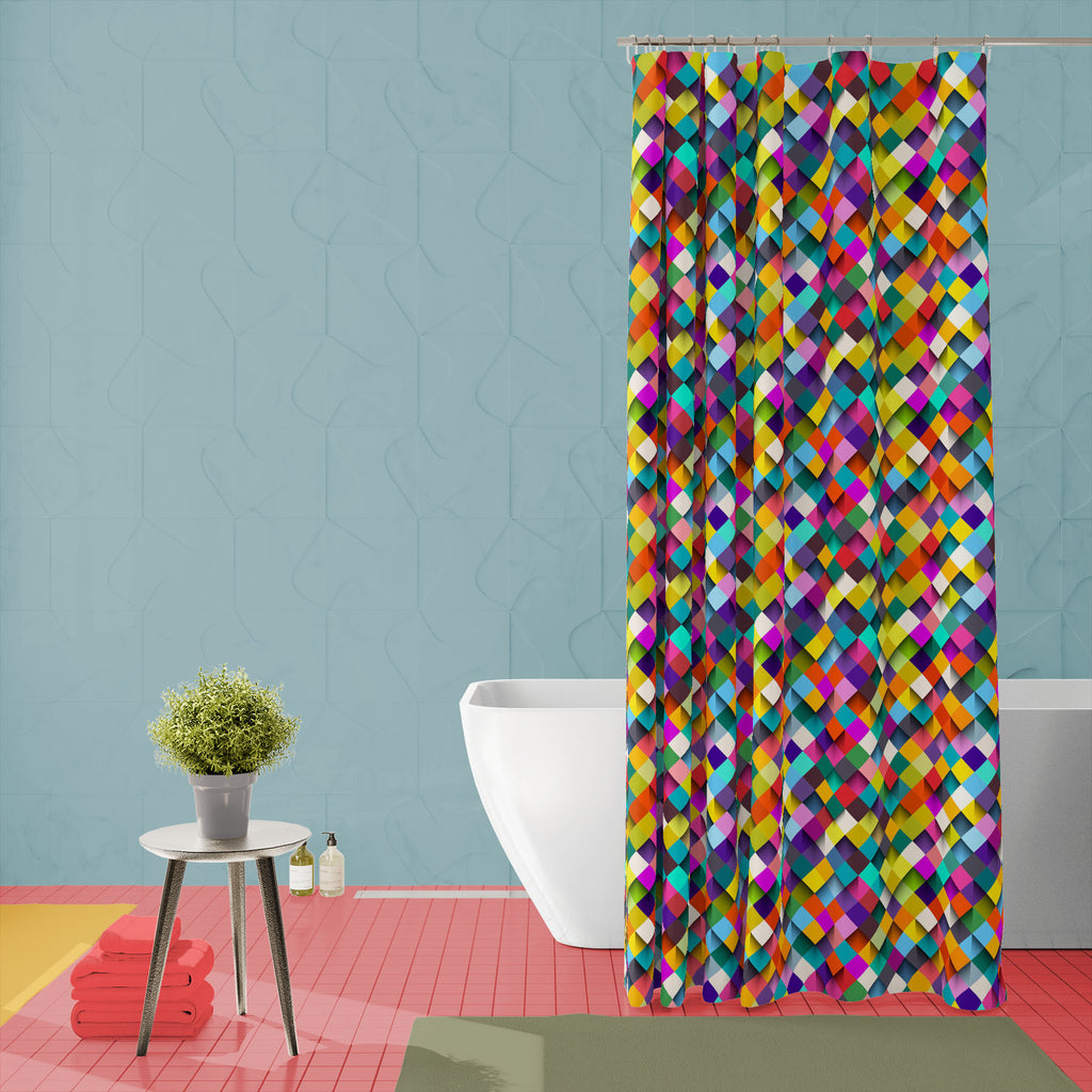 Geometric Pattern D25 Washable Waterproof Shower Curtain-Shower Curtains-CUR_SH_EL-IC 5016129 IC 5016129, 3D, Abstract Expressionism, Abstracts, Geometric, Geometric Abstraction, Illustrations, Patterns, Semi Abstract, Signs, Signs and Symbols, pattern, d25, washable, waterproof, shower, curtain, background, square, purple, vector, abstract, seamless, mosaic, wallpaper, geometry, shadow, blue, colorful, creative, design, eps10, green, illustration, multicolored, orange, pink, rectangle, shape, technology, t