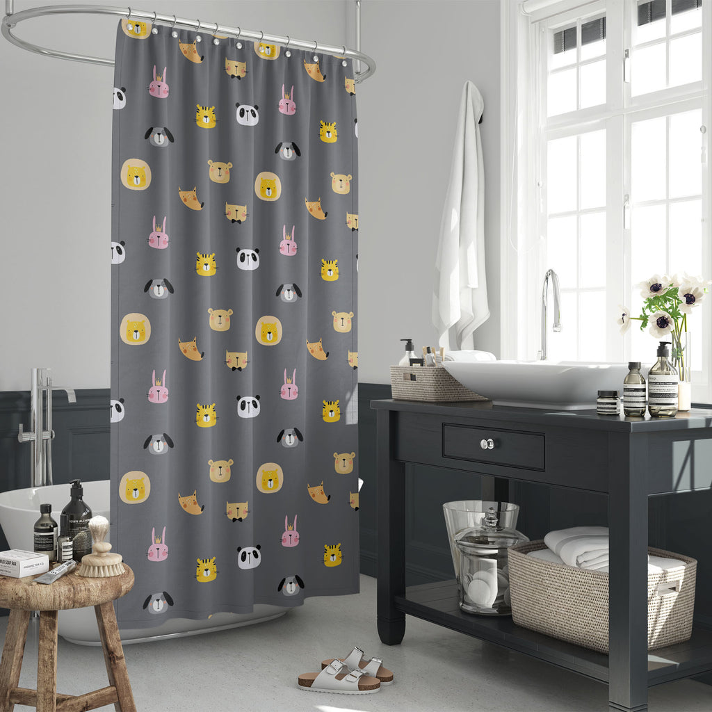 Cartoon Animals D8 Washable Waterproof Shower Curtain-Shower Curtains-CUR_SH_EL-IC 5016133 IC 5016133, African, Animals, Animated Cartoons, Art and Paintings, Baby, Birds, Caricature, Cartoons, Children, Comics, Digital, Digital Art, Graphic, Icons, Illustrations, Kids, Nature, Patterns, Pets, Scenic, Signs, Signs and Symbols, Tropical, Wildlife, cartoon, d8, washable, waterproof, shower, curtain, cute, adorable, animal, art, character, cheerful, childish, collection, comic, design, doodle, draw, face, faun