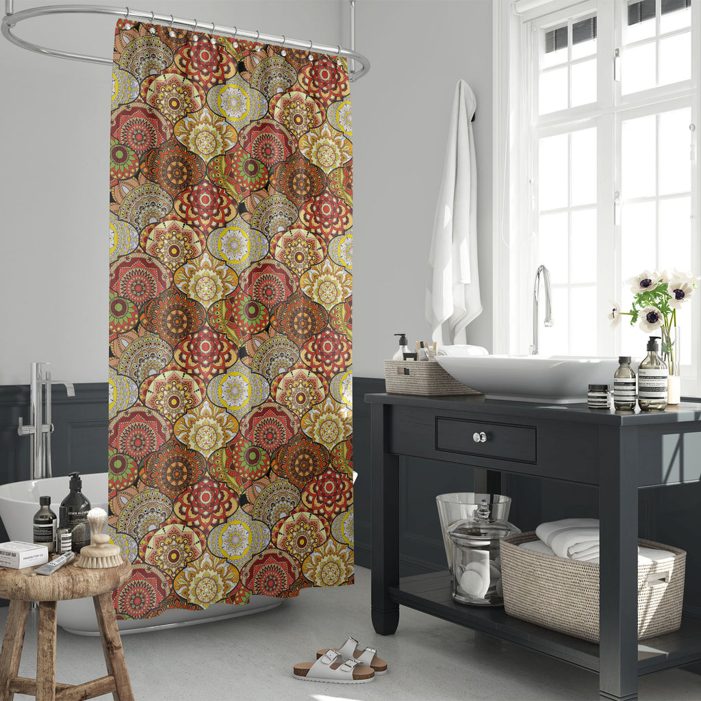 Vintage Arabic Indian Motifs D1 Washable Waterproof Shower Curtain-Shower Curtains-CUR_SH_EL-IC 5016136 IC 5016136, Abstract Expressionism, Abstracts, African, Ancient, Art and Paintings, Bohemian, Botanical, Culture, Decorative, Ethnic, Floral, Flowers, Geometric, Geometric Abstraction, Historical, Illustrations, Indian, Mandala, Medieval, Mexican, Moroccan, Nature, Paisley, Patterns, Pets, Retro, Semi Abstract, Signs, Signs and Symbols, Traditional, Tribal, Vintage, World Culture, arabic, motifs, d1, wash
