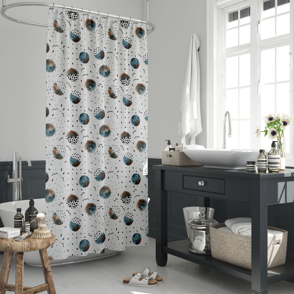 Watercolor Doodled Circles Washable Waterproof Shower Curtain-Shower Curtains-CUR_SH_EL-IC 5016140 IC 5016140, Abstract Expressionism, Abstracts, Art and Paintings, Black, Black and White, Circle, Cross, Digital, Digital Art, Drawing, Geometric, Geometric Abstraction, Graphic, Hipster, Illustrations, Minimalism, Paintings, Patterns, Semi Abstract, Signs, Signs and Symbols, Stripes, Watercolour, watercolor, doodled, circles, washable, waterproof, shower, curtain, abstract, color, water, pattern, seamless, ar