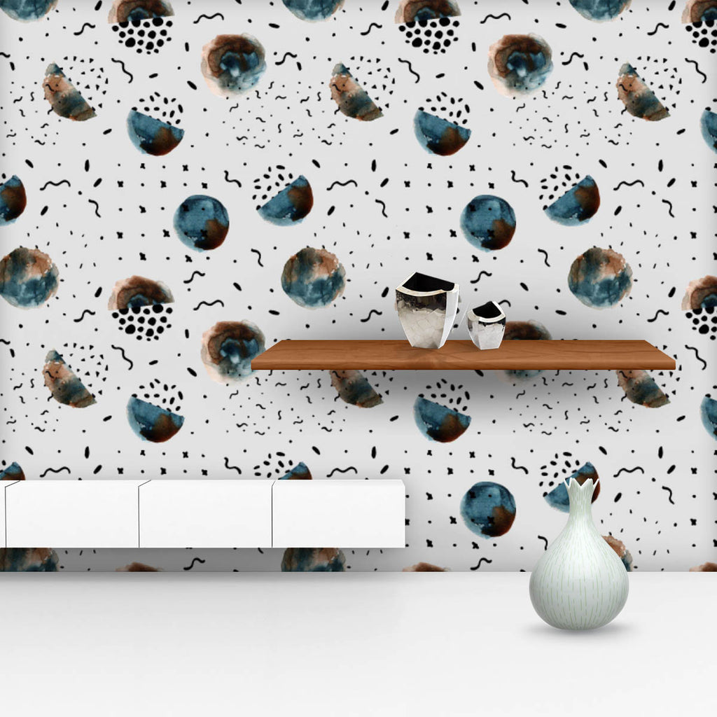 Watercolor Doodled Circles Wallpaper Roll-Wallpapers Peel & Stick-WAL_PA-IC 5016140 IC 5016140, Abstract Expressionism, Abstracts, Art and Paintings, Black, Black and White, Circle, Cross, Digital, Digital Art, Drawing, Geometric, Geometric Abstraction, Graphic, Hipster, Illustrations, Minimalism, Paintings, Patterns, Semi Abstract, Signs, Signs and Symbols, Stripes, Watercolour, watercolor, doodled, circles, wallpaper, roll, abstract, color, water, pattern, seamless, art, background, blob, blot, boho, brus