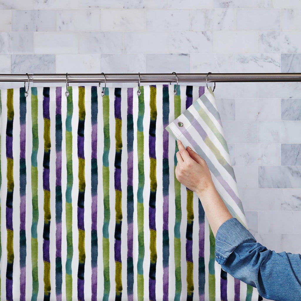Abstract Colorful Stripes D1 Washable Waterproof Shower Curtain - Shower Curtains - ArtzFolio.com