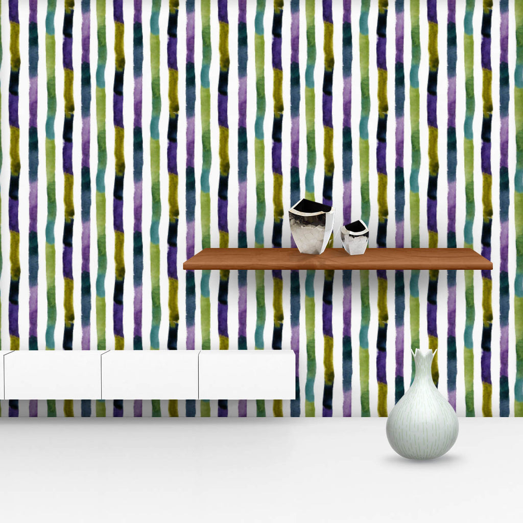 Abstract Colorful Stripes D1 Wallpaper Roll - Wallpapers Peel & Stick - ArtzFolio.com