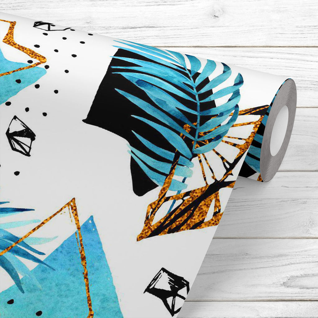 Geometric Tropical Leaves Wallpaper Roll-Wallpapers Peel & Stick-WAL_PA-IC 5016179 IC 5016179, 80s, 90s, Abstract Expressionism, Abstracts, Art and Paintings, Black and White, Digital, Digital Art, Geometric, Geometric Abstraction, Graphic, Hipster, Illustrations, Marble and Stone, Minimalism, Patterns, Semi Abstract, Signs, Signs and Symbols, Tropical, Watercolour, White, leaves, wallpaper, roll, pattern, seamless, minimal, abstract, doodle, gems, memphis, palm, leaf, summer, 1980, art, background, boho, c
