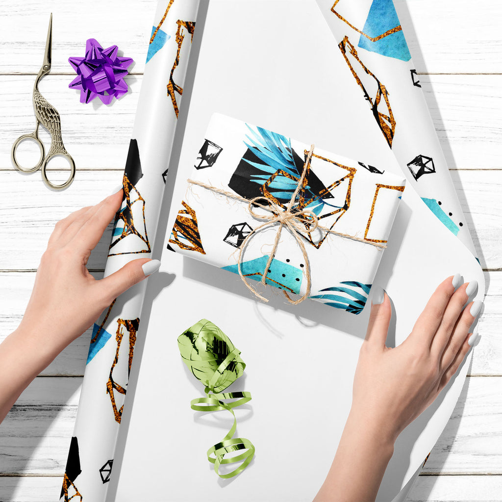 Geometric Tropical Leaves Art & Craft Gift Wrapping Paper-Wrapping Papers-WRP_PP-IC 5016179 IC 5016179, 80s, 90s, Abstract Expressionism, Abstracts, Art and Paintings, Black and White, Digital, Digital Art, Geometric, Geometric Abstraction, Graphic, Hipster, Illustrations, Marble and Stone, Minimalism, Patterns, Semi Abstract, Signs, Signs and Symbols, Tropical, Watercolour, White, leaves, art, craft, gift, wrapping, paper, pattern, seamless, minimal, abstract, doodle, gems, memphis, palm, leaf, summer, 198