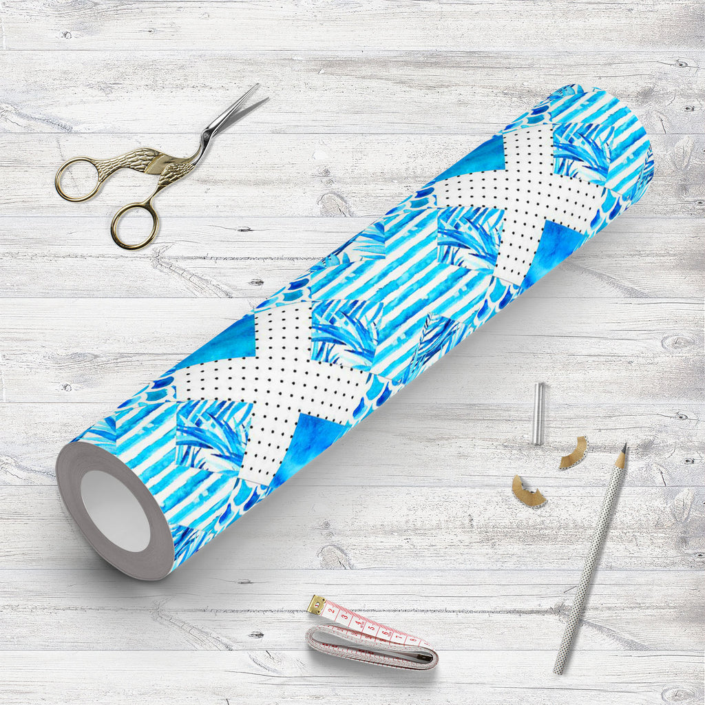 Abstract Blue Geometric Elements D2 Wallpaper Roll - Wallpapers Peel & Stick - ArtzFolio.com