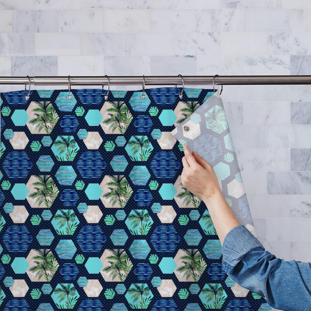 Abstract Summer Hexagon Washable Waterproof Shower Curtain - Shower Curtains - ArtzFolio.com