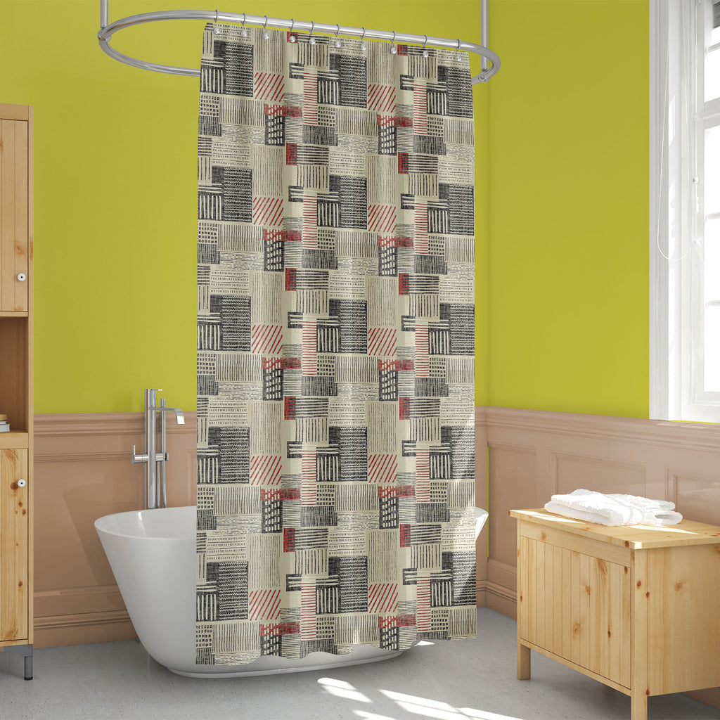 Abstract Geometric Stripes D6 Washable Waterproof Shower Curtain - Shower Curtains - ArtzFolio.com
