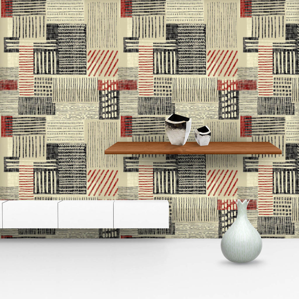 Abstract Geometric Stripes D6 Wallpaper Roll - Wallpapers Peel & Stick - ArtzFolio.com