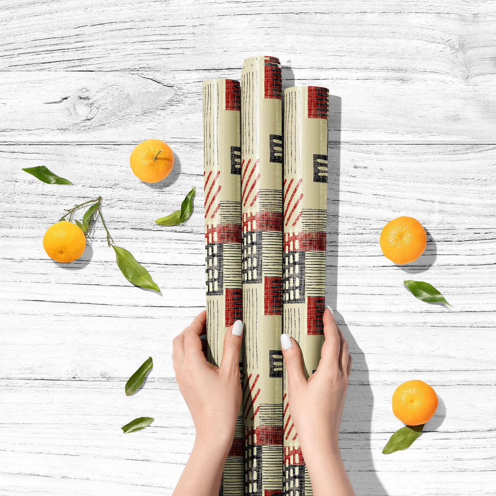 Abstract Geometric Stripes D6 Art & Craft Gift Wrapping Paper - Wrapping Papers - ArtzFolio.com
