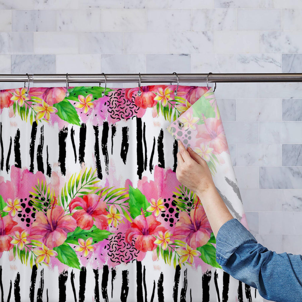 Watercolor Tropical Floral Art D1 Washable Waterproof Shower Curtain-Shower Curtains-CUR_SH_EL-IC 5016201 IC 5016201, Abstract Expressionism, Abstracts, Art and Paintings, Botanical, Digital, Digital Art, Floral, Flowers, Graphic, Illustrations, Nature, Patterns, Scenic, Semi Abstract, Signs, Signs and Symbols, Sketches, Splatter, Stripes, Tropical, Watercolour, watercolor, art, d1, washable, waterproof, shower, curtain, hibiscus, abstract, background, blob, bloom, blossom, blotch, border, brush, color, col