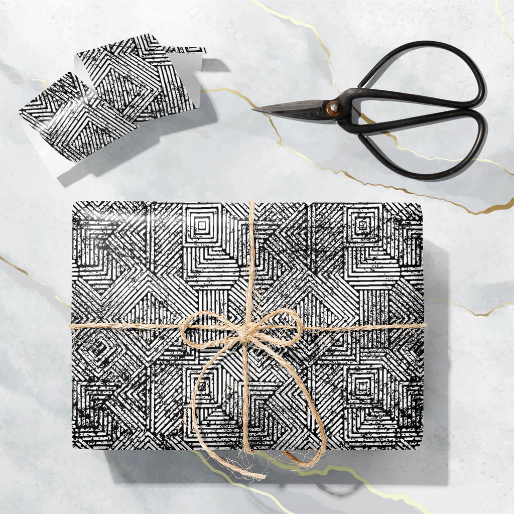 Monochrome Grunge Art & Craft Gift Wrapping Paper-Wrapping Papers-WRP_PP-IC 5016206 IC 5016206, Abstract Expressionism, Abstracts, African, Ancient, Art and Paintings, Aztec, Black and White, Culture, Decorative, Digital, Digital Art, Ethnic, Fashion, Geometric, Geometric Abstraction, Graphic, Historical, Illustrations, Indian, Medieval, Mexican, Modern Art, Patterns, Retro, Semi Abstract, Signs, Signs and Symbols, Traditional, Triangles, Tribal, Vintage, White, World Culture, monochrome, grunge, art, craft