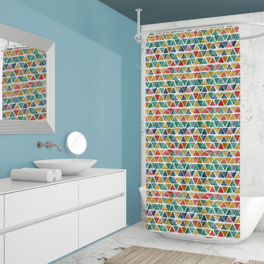 Watercolor Triangles with Spots Washable Waterproof Shower Curtain-Shower Curtains-CUR_SH_EL-IC 5016212 IC 5016212, Abstract Expressionism, Abstracts, Ancient, Art and Paintings, Baby, Black and White, Children, Culture, Digital, Digital Art, Drawing, Ethnic, Fashion, Folk Art, Graphic, Historical, Illustrations, Kids, Medieval, Modern Art, Patterns, Retro, Semi Abstract, Signs, Signs and Symbols, Traditional, Triangles, Tribal, Vintage, Watercolour, White, World Culture, watercolor, with, spots, washable, 
