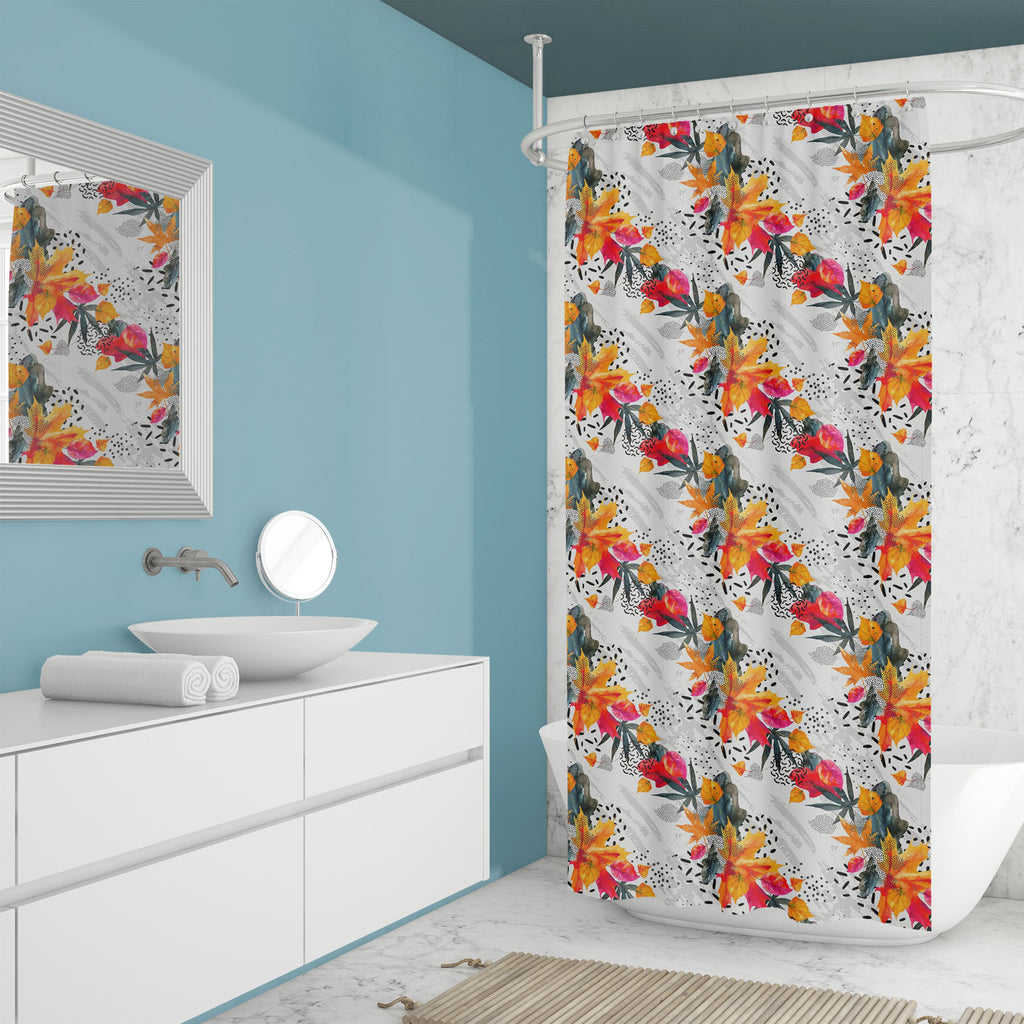 Abstract Autumn Fall Pattern D1 Washable Waterproof Shower Curtain - Shower Curtains - ArtzFolio.com