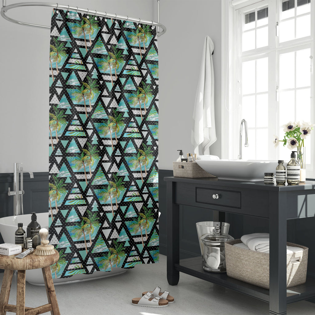 Summer Watercolor Triangles Washable Waterproof Shower Curtain-Shower Curtains-CUR_SH_EL-IC 5016225 IC 5016225, 80s, 90s, Abstract Expressionism, Abstracts, Ancient, Art and Paintings, Automobiles, Black, Black and White, Bling, Digital, Digital Art, Dots, Geometric, Geometric Abstraction, Graphic, Grid Art, Hipster, Historical, Illustrations, Marble, Marble and Stone, Medieval, Patterns, Retro, Semi Abstract, Signs, Signs and Symbols, Transportation, Travel, Triangles, Tropical, Vehicles, Vintage, Watercol
