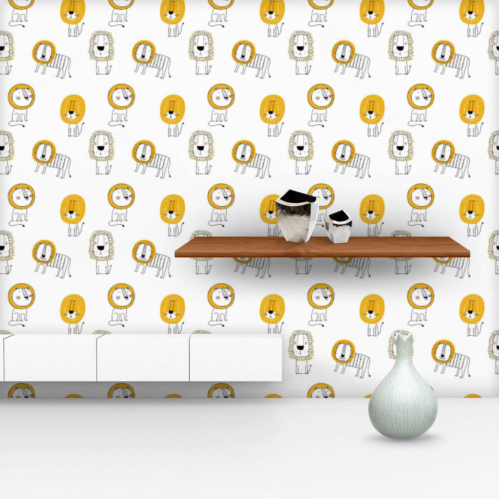 Cartoon Lion Cub Wallpaper Roll-Wallpapers Peel & Stick-WAL_PA-IC 5016239 IC 5016239, Animals, Animated Cartoons, Art and Paintings, Baby, Black and White, Caricature, Cartoons, Children, Comics, Drawing, Kids, Nature, Patterns, Scenic, White, Wildlife, cartoon, lion, cub, wallpaper, roll, cute, pattern, animal, kid, jungle, print, childish, safari, funny, adorable, art, cat, character, king, leo, wild, big, card, charming, cheerful, child, childhood, comic, decoration, fabric, feline, fun, fur, greeting, h