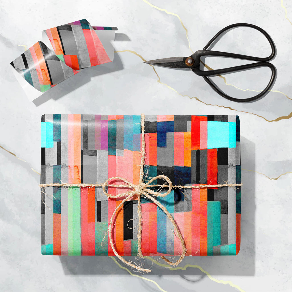 Abstract Geometric Stripes D7 Art & Craft Gift Wrapping Paper - Wrapping Papers - ArtzFolio.com