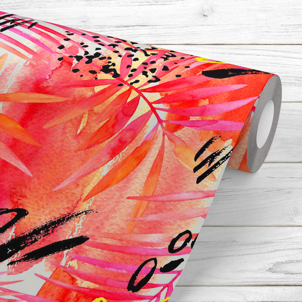 Hand Painted Tropical Leaves Wallpaper Roll-Wallpapers Peel & Stick-WAL_PA-IC 5016247 IC 5016247, Abstract Expressionism, Abstracts, Art and Paintings, Black, Black and White, Botanical, Circle, Digital, Digital Art, Dots, Floral, Flowers, Graphic, Illustrations, Nature, Paintings, Patterns, Scenic, Seasons, Semi Abstract, Signs, Signs and Symbols, Sketches, Splatter, Tropical, Watercolour, hand, painted, leaves, wallpaper, roll, pink, background, color, texture, abstract, art, blot, blotch, brush, colorful