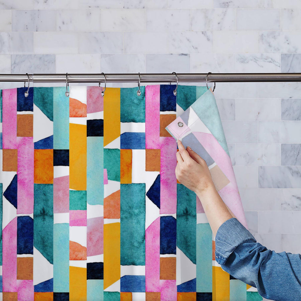 Abstract Geometric Shapes D2 Washable Waterproof Shower Curtain - Shower Curtains - ArtzFolio.com