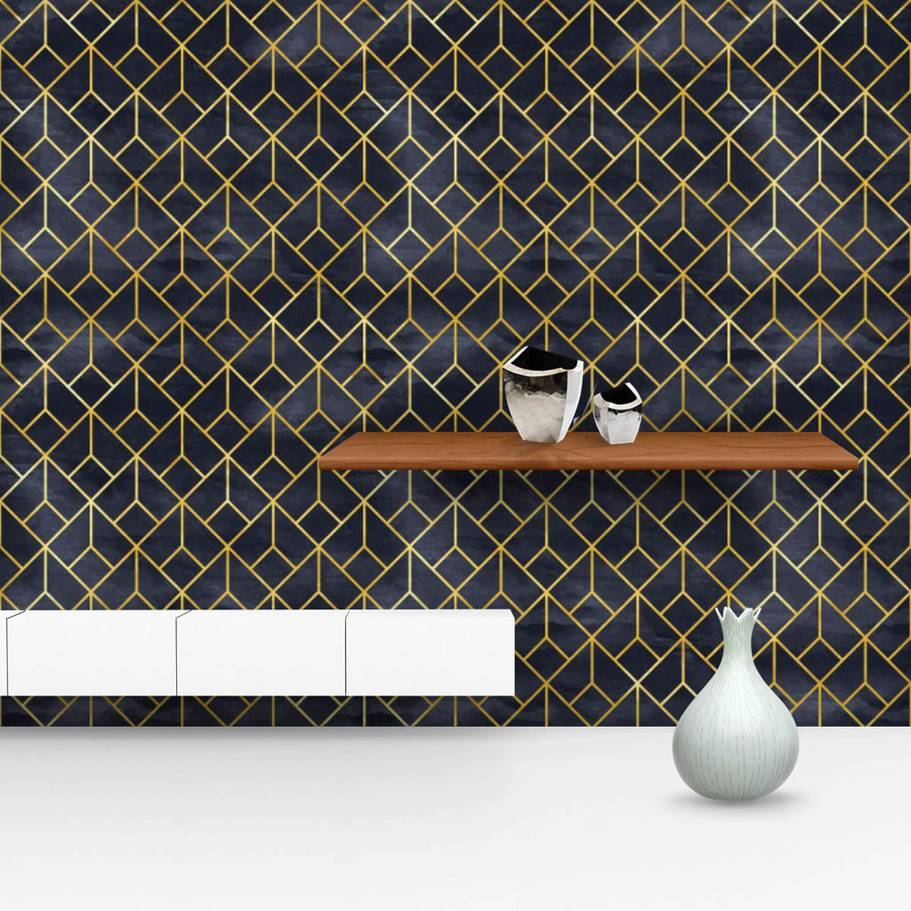 Geometric Pattern D28 Wallpaper Roll-Wallpapers Peel & Stick-WAL_PA-IC 5016258 IC 5016258, Art and Paintings, Art Deco, Geometric, Geometric Abstraction, Illustrations, Patterns, Retro, Signs, Signs and Symbols, pattern, d28, wallpaper, roll, illustration, art, deco, background, backdrop, blue, classic, dark, design, elegant, fine, line, gold, golden, seamless, simple, subtle, texture, wrapping, paper, artzfolio, wallpapers for bedroom, wall papers full sheet for living room, wallpapers for home, pvc wallpa
