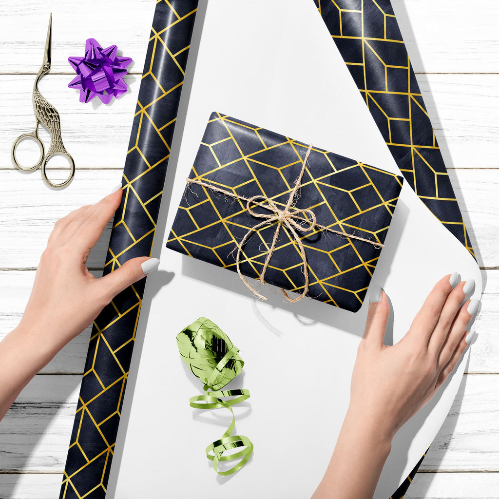 Geometric Pattern D28 Art & Craft Gift Wrapping Paper-Wrapping Papers-WRP_PP-IC 5016258 IC 5016258, Art and Paintings, Art Deco, Geometric, Geometric Abstraction, Illustrations, Patterns, Retro, Signs, Signs and Symbols, pattern, d28, art, craft, gift, wrapping, paper, illustration, deco, background, backdrop, blue, classic, dark, design, elegant, fine, line, gold, golden, seamless, simple, subtle, texture, wallpaper, artzfolio, wrapping paper, gift wrapping paper, gift wrapping, birthday wrapping paper, ho