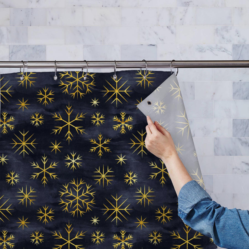 Winter Christmas Snowflakes Washable Waterproof Shower Curtain-Shower Curtains-CUR_SH_EL-IC 5016268 IC 5016268, Art and Paintings, Christianity, Geometric, Geometric Abstraction, Illustrations, Patterns, Retro, Signs, Signs and Symbols, winter, christmas, snowflakes, washable, waterproof, shower, curtain, art, backdrop, background, pattern, classic, design, elegant, gold, golden, illustration, line, new, years, seamless, simple, snowflake, subtle, texture, wallpaper, wrapping, paper, artzfolio, shower curta