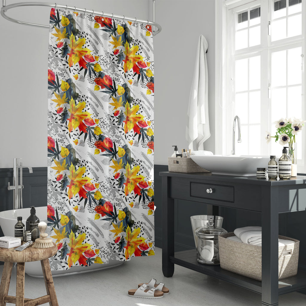 Abstract Autumn Fall Pattern D2 Washable Waterproof Shower Curtain - Shower Curtains - ArtzFolio.com
