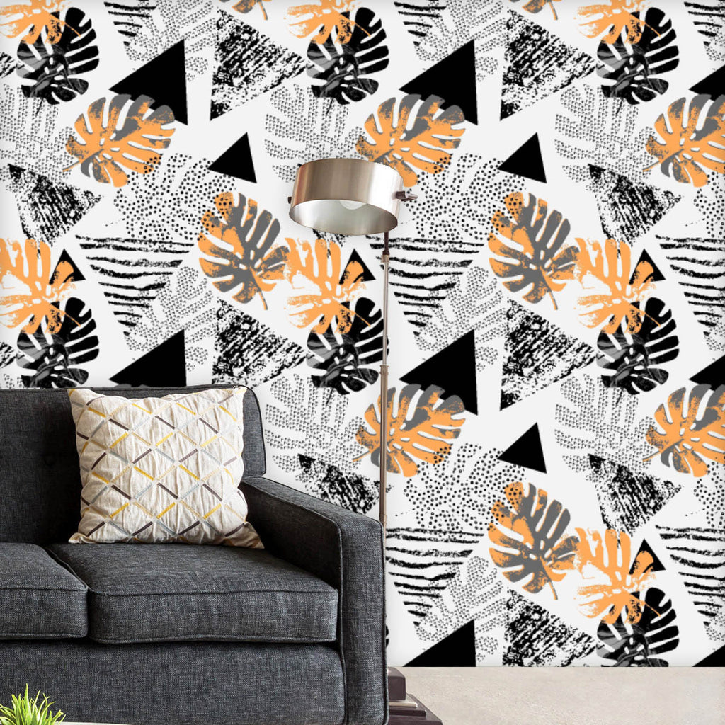 Abstract Tropical Leaves and Triangles Wallpaper Roll - Wallpapers Peel & Stick - ArtzFolio.com