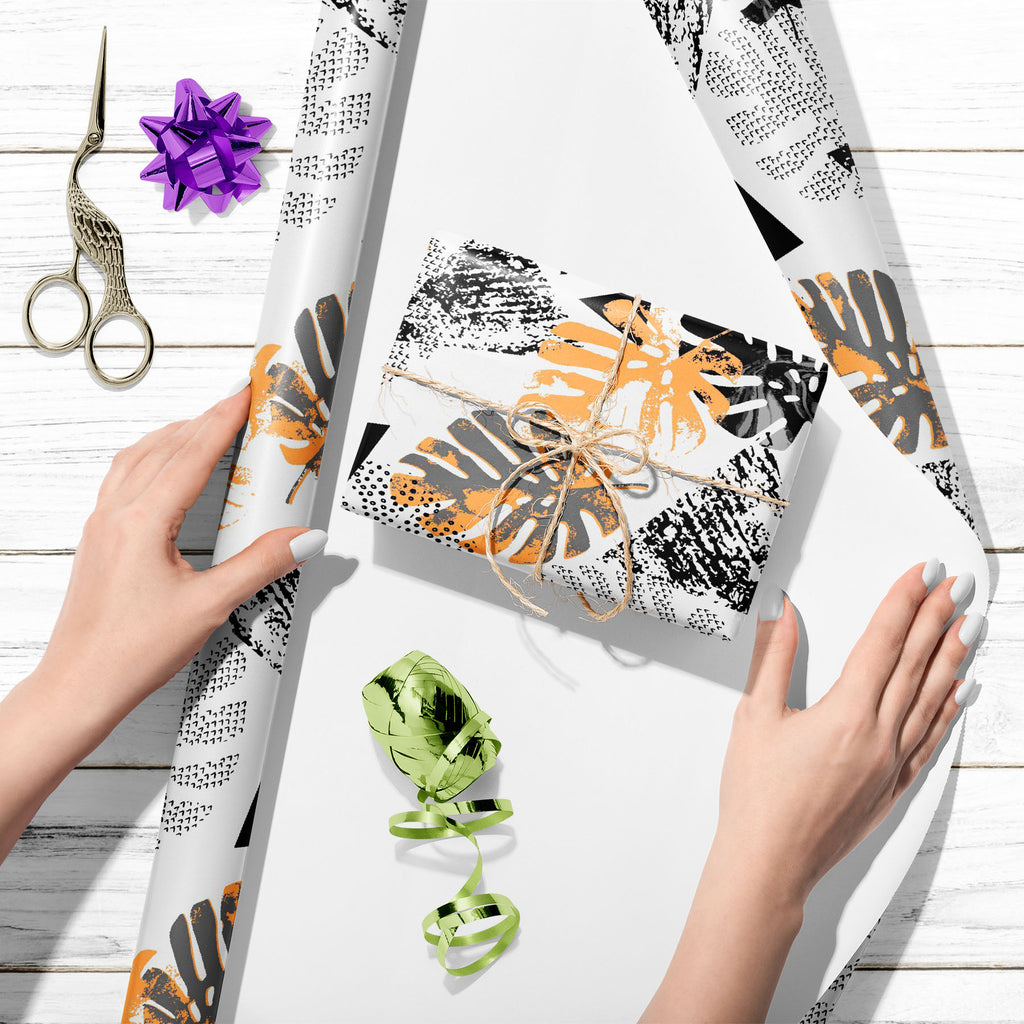 Abstract Tropical Leaves and Triangles Art & Craft Gift Wrapping Paper - Wrapping Papers - ArtzFolio.com