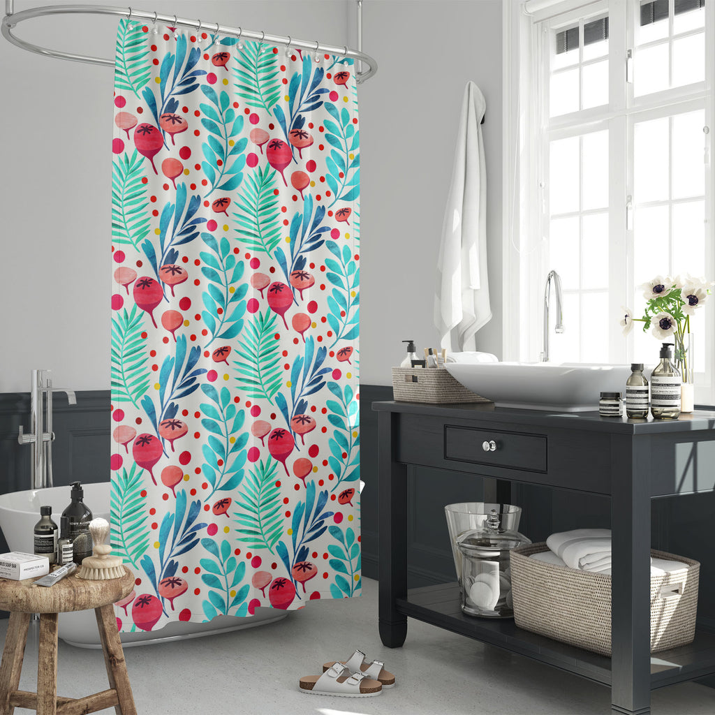 Watercolour Botanical Pattern D1 Washable Waterproof Shower Curtain-Shower Curtains-CUR_SH_EL-IC 5016310 IC 5016310, Art and Paintings, Botanical, Floral, Flowers, Illustrations, Nature, Patterns, Scenic, Signs, Signs and Symbols, Watercolour, pattern, d1, washable, waterproof, shower, curtain, watercolor, flower, illustration, art, backdrop, background, beige, berries, bloom, blue, colorful, design, bud, garden, leaf, paper, petal, pink, seamless, stem, teal, texture, vibrant, wallpaper, wrapping, yellow, 