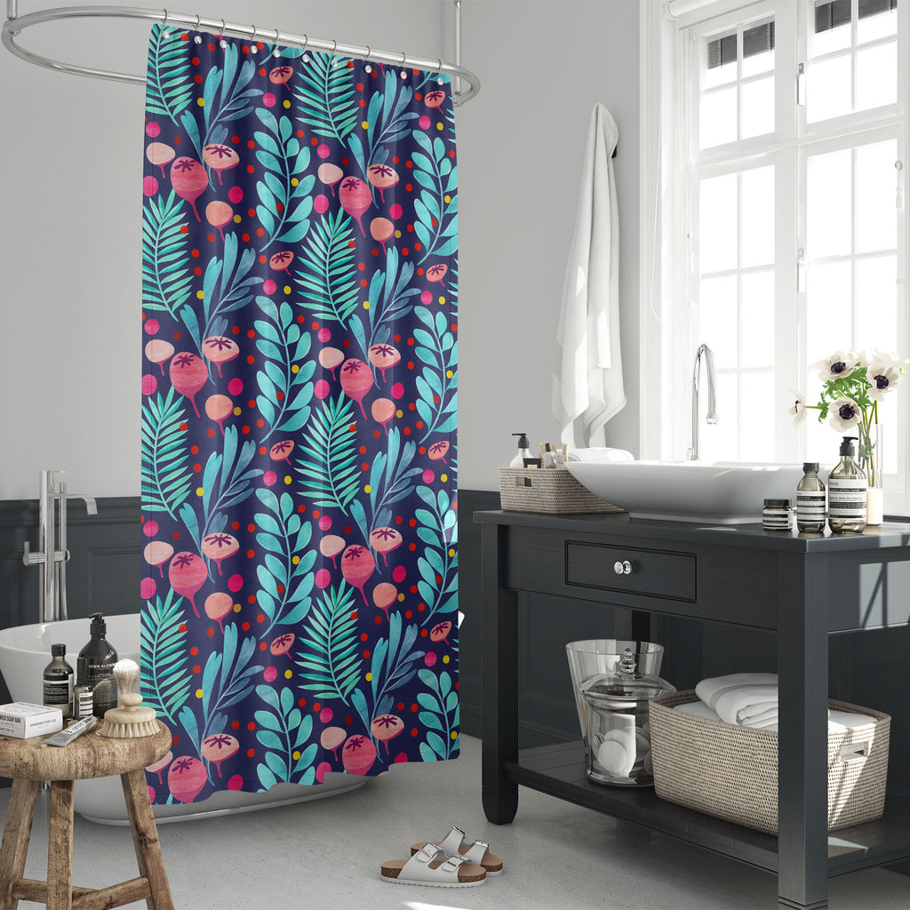 Watercolour Botanical Pattern D4 Washable Waterproof Shower Curtain-Shower Curtains-CUR_SH_EL-IC 5016315 IC 5016315, Art and Paintings, Botanical, Floral, Flowers, Illustrations, Nature, Patterns, Scenic, Signs, Signs and Symbols, Watercolour, pattern, d4, washable, waterproof, shower, curtain, background, illustration, seamless, watercolor, art, backdrop, berries, bloom, blue, colorful, dark, design, flower, bud, garden, leaf, paper, petal, pink, stem, teal, texture, vibrant, wallpaper, wrapping, yellow, a