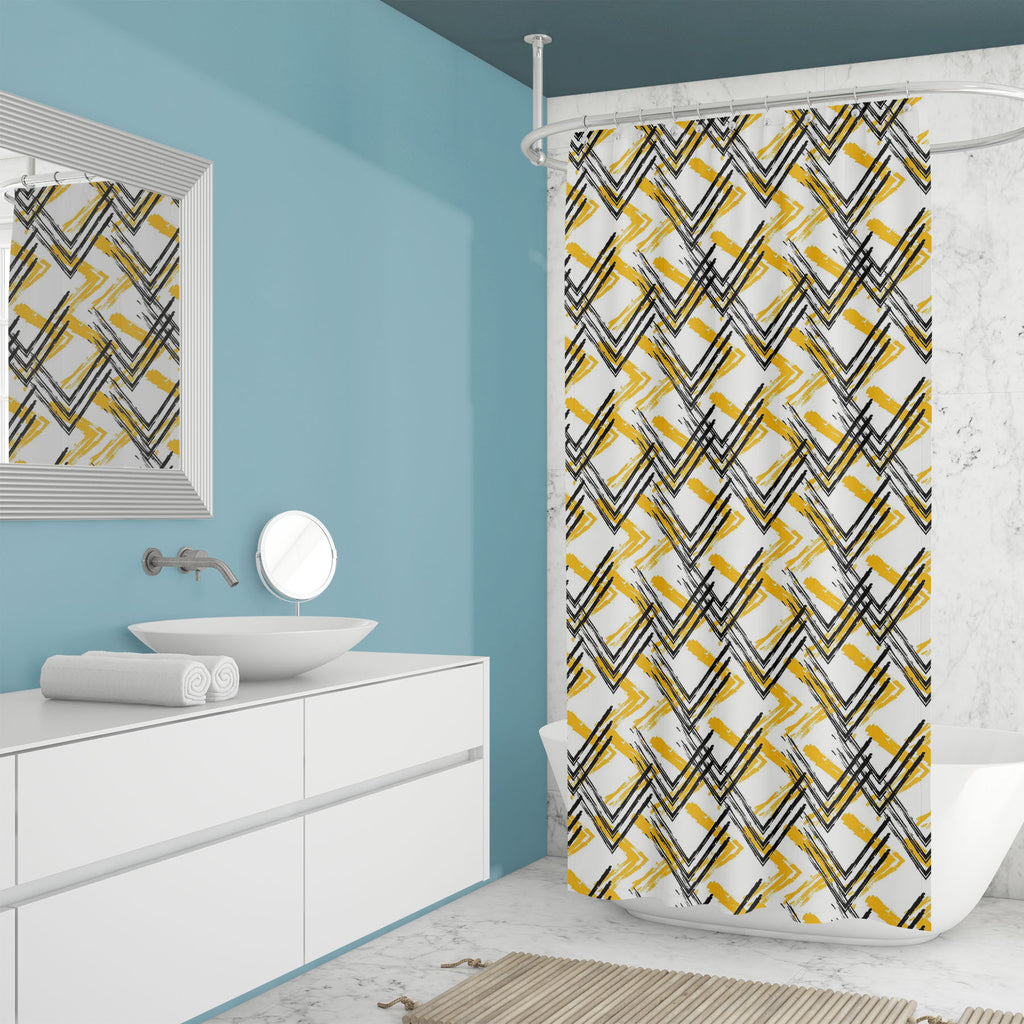 Abstract Zigzag Washable Waterproof Shower Curtain - Shower Curtains - ArtzFolio.com
