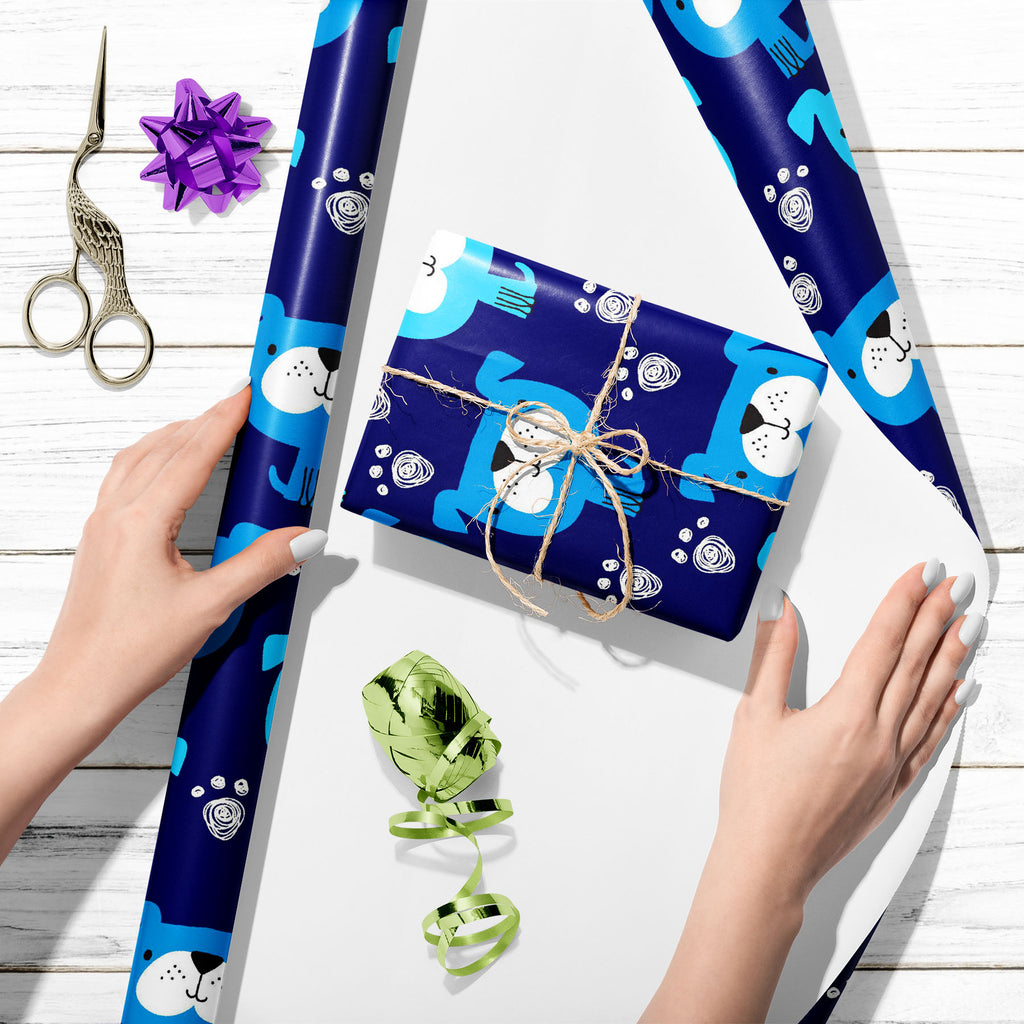 Abstract Blue Dog Pattern Art & Craft Gift Wrapping Paper - Wrapping Papers - ArtzFolio.com