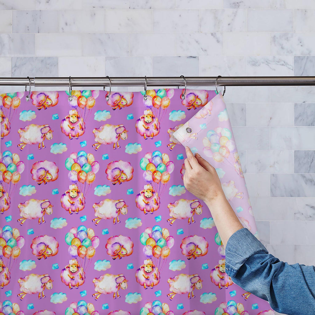 Watercolor Pink Sheeps D2 Washable Waterproof Shower Curtain-Shower Curtains-CUR_SH_EL-IC 5016343 IC 5016343, Animals, Art and Paintings, Birthday, Festivals and Occasions, Festive, Hand Drawn, Holidays, Illustrations, Patterns, Pets, Signs, Signs and Symbols, Watercolour, watercolor, pink, sheeps, d2, washable, waterproof, shower, curtain, animal, air, balloon, art, baby, background, blue, card, child, cloud, collection, cute, decor, design, ewe, fabric, hand, drawn, high, day, holiday, illustration, isola