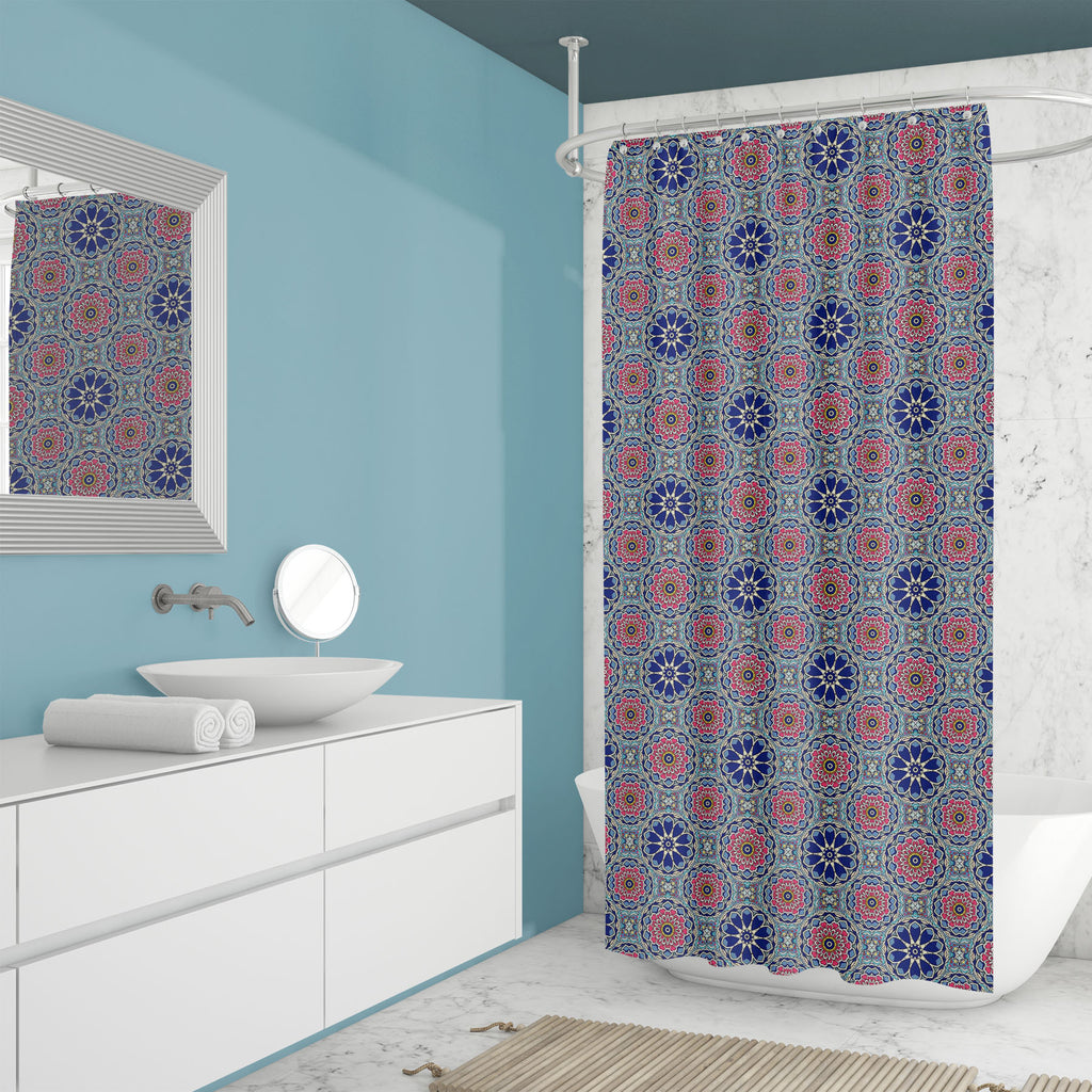 Vintage Flowers Mandala and Leaves Washable Waterproof Shower Curtain-Shower Curtains-CUR_SH_EL-IC 5016350 IC 5016350, Abstract Expressionism, Abstracts, Ancient, Automobiles, Botanical, Culture, Ethnic, Fashion, Floral, Flowers, Geometric, Geometric Abstraction, Historical, Illustrations, Indian, Mandala, Medieval, Nature, Patterns, Retro, Scenic, Semi Abstract, Signs, Signs and Symbols, Traditional, Transportation, Travel, Tribal, Vehicles, Vintage, World Culture, and, leaves, washable, waterproof, shower