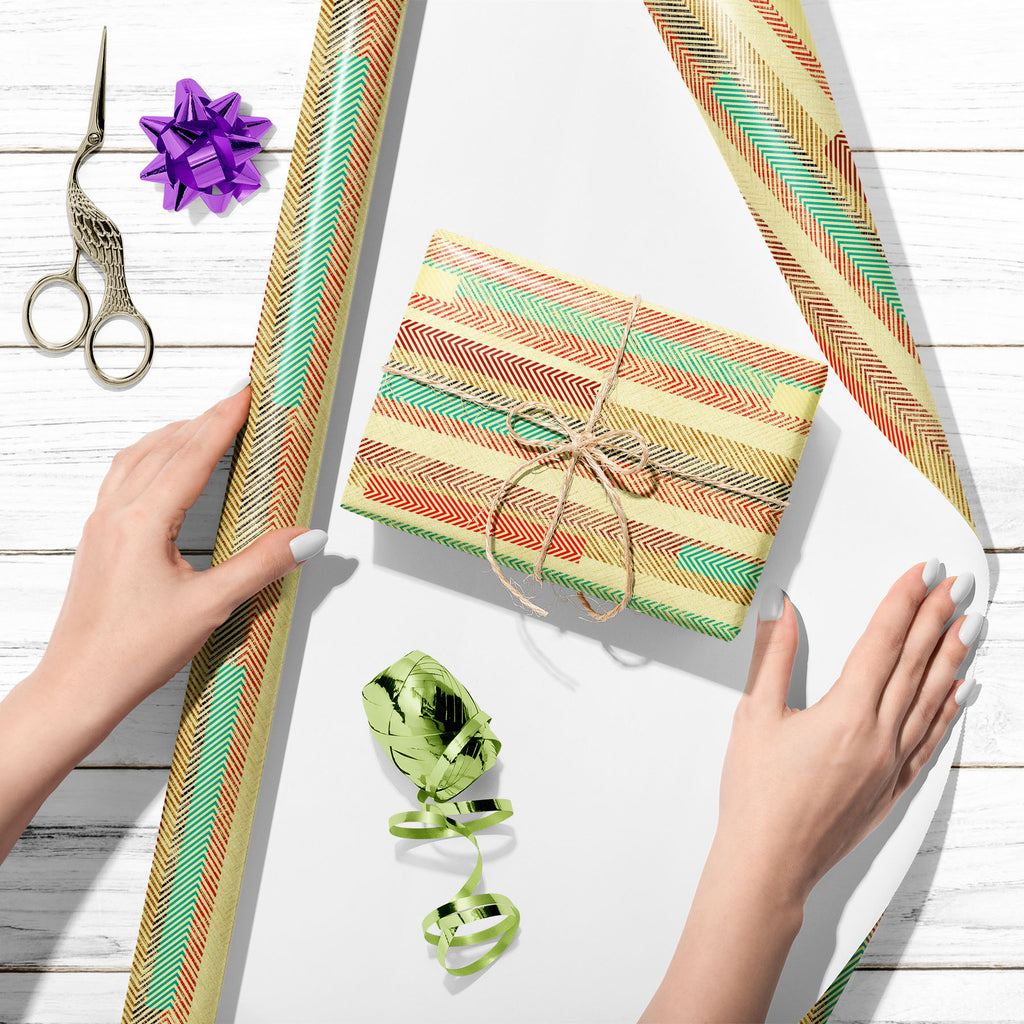 Abstract Geometric Stripes D9 Art & Craft Gift Wrapping Paper - Wrapping Papers - ArtzFolio.com