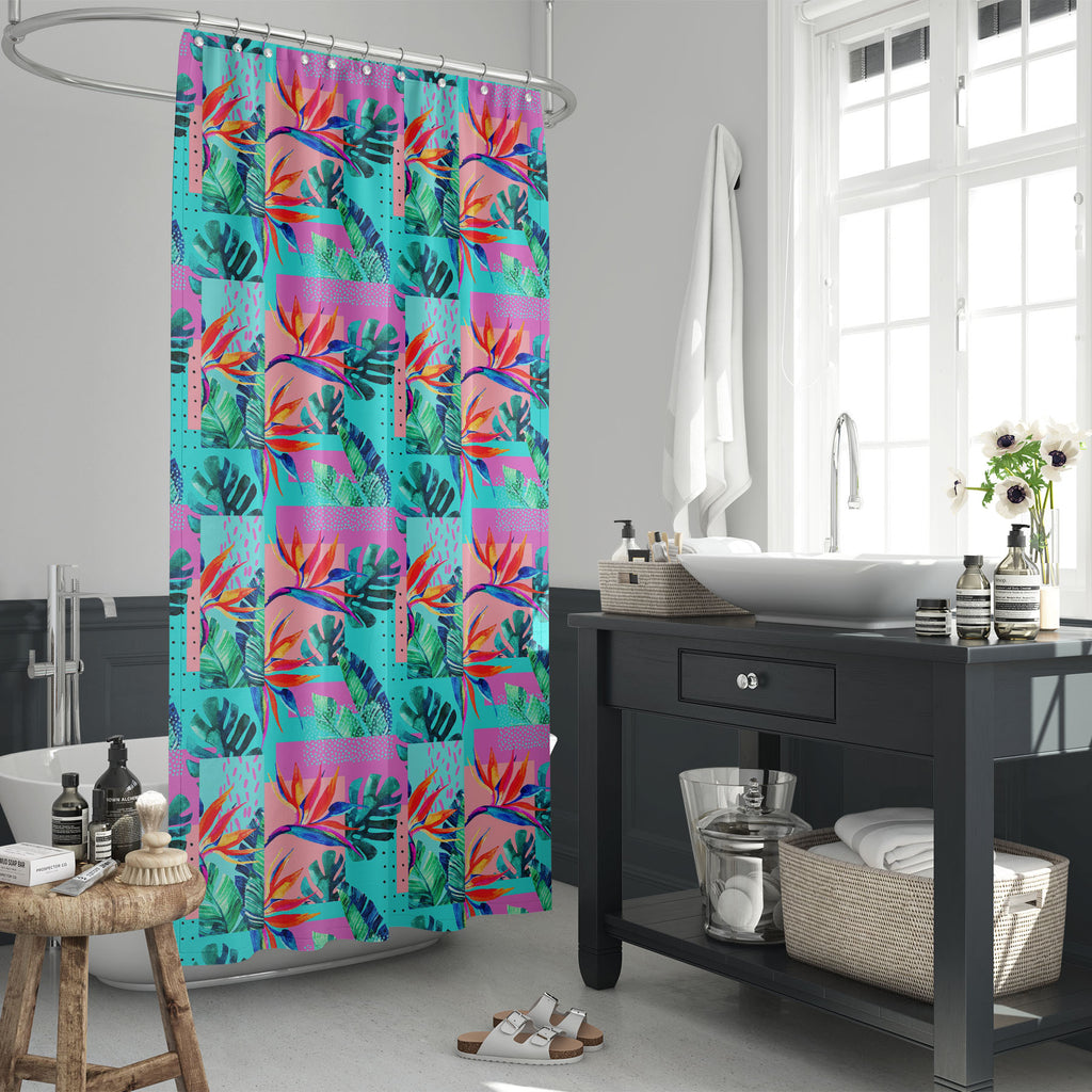 Summer Watercolor Tropical Leaves D1 Washable Waterproof Shower Curtain-Shower Curtains-CUR_SH_EL-IC 5016365 IC 5016365, 80s, 90s, Abstract Expressionism, Abstracts, Ancient, Art and Paintings, Automobiles, Birds, Botanical, Digital, Digital Art, Dots, Floral, Flowers, Geometric, Geometric Abstraction, Graphic, Hipster, Historical, Illustrations, Medieval, Minimalism, Modern Art, Nature, Patterns, Retro, Semi Abstract, Signs, Signs and Symbols, Transportation, Travel, Tropical, Vehicles, Vintage, Watercolou
