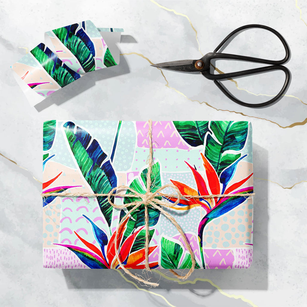 Tropical Flowers Art & Craft Gift Wrapping Paper-Wrapping Papers-WRP_PP-IC 5016367 IC 5016367, Art and Paintings, Botanical, Digital, Digital Art, Dots, Floral, Flowers, Geometric, Geometric Abstraction, Graphic, Illustrations, Minimalism, Nature, Patterns, Scenic, Signs, Signs and Symbols, Tropical, Watercolour, art, craft, gift, wrapping, paper, flower, leaf, pattern, scribble, style, summer, watercolor, background, banana, bird-of-paradise, blue, color, dash, design, doodle, element, exotic, fabric, flor