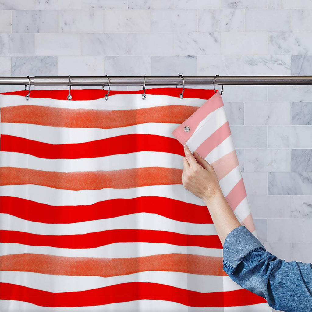 Red Stripes Washable Waterproof Shower Curtain-Shower Curtains-CUR_SH_EL-IC 5016369 IC 5016369, Art and Paintings, Black and White, Illustrations, Patterns, Signs, Signs and Symbols, Stripes, Watercolour, White, red, washable, waterproof, shower, curtain, art, backdrop, background, design, illustration, line, monochrome, paint, stroke, paper, pattern, seamless, simple, stripe, striped, subtle, texture, vibrant, wallpaper, watercolor, watrcolour, wave, wavy, lines, wrapping, artzfolio, shower curtain, bathro