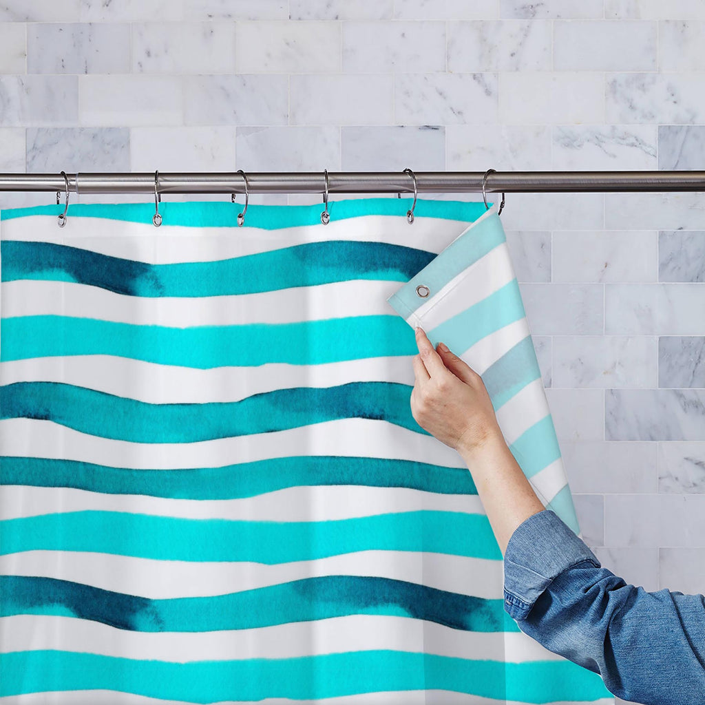 Purple Watercolor Stripes Washable Waterproof Shower Curtain-Shower Curtains-CUR_SH_EL-IC 5016371 IC 5016371, Art and Paintings, Black and White, Illustrations, Patterns, Signs, Signs and Symbols, Stripes, Watercolour, White, purple, watercolor, washable, waterproof, shower, curtain, teal, background, wave, line, pattern, design, seamless, texture, art, backdrop, blue, illustration, monochrome, paint, stroke, paper, simple, stripe, striped, subtle, turquoise, vibrant, wallpaper, wavy, lines, wrapping, artzf
