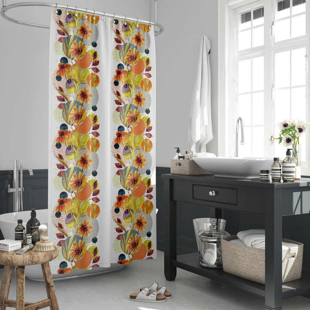 Watercolor Floral Leaves D6 Washable Waterproof Shower Curtain-Shower Curtains-CUR_SH_EL-IC 5016392 IC 5016392, Abstract Expressionism, Abstracts, Art and Paintings, Botanical, Circle, Digital, Digital Art, Dots, Floral, Flowers, Geometric, Geometric Abstraction, Graphic, Illustrations, Nature, Patterns, Scenic, Semi Abstract, Signs, Signs and Symbols, Watercolour, watercolor, leaves, d6, washable, waterproof, shower, curtain, border, fall, seamless, autumn, color, pattern, design, water, illustration, aste