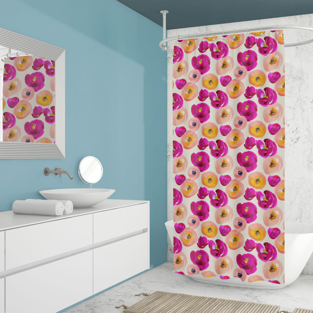 Watercolor Floral Pattern D36 Washable Waterproof Shower Curtain-Shower Curtains-CUR_SH_EL-IC 5016393 IC 5016393, Art and Paintings, Botanical, Floral, Flowers, Gouache, Illustrations, Nature, Patterns, Scenic, Signs, Signs and Symbols, Watercolour, watercolor, pattern, d36, washable, waterproof, shower, curtain, background, seamless, design, pink, purple, texture, art, backdrop, beige, bloom, flower, garden, illustration, leaf, paint, paper, peony, petal, ranunculus, wallpaper, wrapping, yellow, artzfolio,