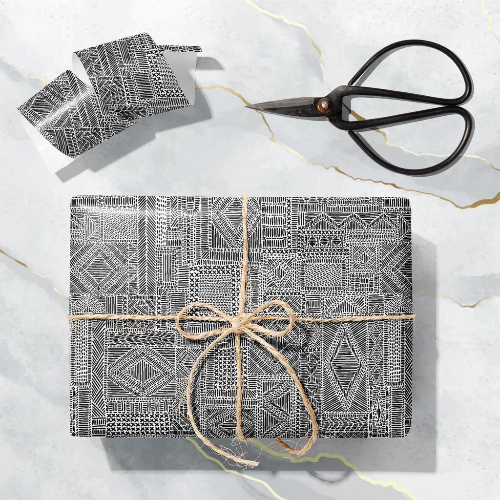 Black & White Embroidered Pattern Art & Craft Gift Wrapping Paper-Wrapping Papers-WRP_PP-IC 5016395 IC 5016395, Black, Black and White, Bohemian, Cross, Culture, Ethnic, Geometric, Geometric Abstraction, Illustrations, Patterns, Traditional, Tribal, White, World Culture, embroidered, pattern, art, craft, gift, wrapping, paper, seamless, border, patchwork, boho, decor, drawn, hand, line, applique, backdrop, background, embroidery, fabric, handmade, illustration, jacquard, knitting, made, needlework, patch, p