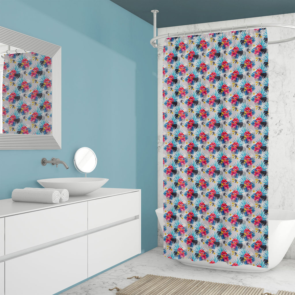 Watercolor Tropical Flowers D3 Washable Waterproof Shower Curtain-Shower Curtains-CUR_SH_EL-IC 5016398 IC 5016398, 80s, Abstract Expressionism, Abstracts, Art and Paintings, Black and White, Bling, Botanical, Circle, Digital, Digital Art, Dots, Floral, Flowers, Geometric, Geometric Abstraction, Graphic, Illustrations, Marble, Marble and Stone, Minimalism, Nature, Patterns, Semi Abstract, Signs, Signs and Symbols, Sketches, Tropical, Watercolour, White, watercolor, d3, washable, waterproof, shower, curtain, 