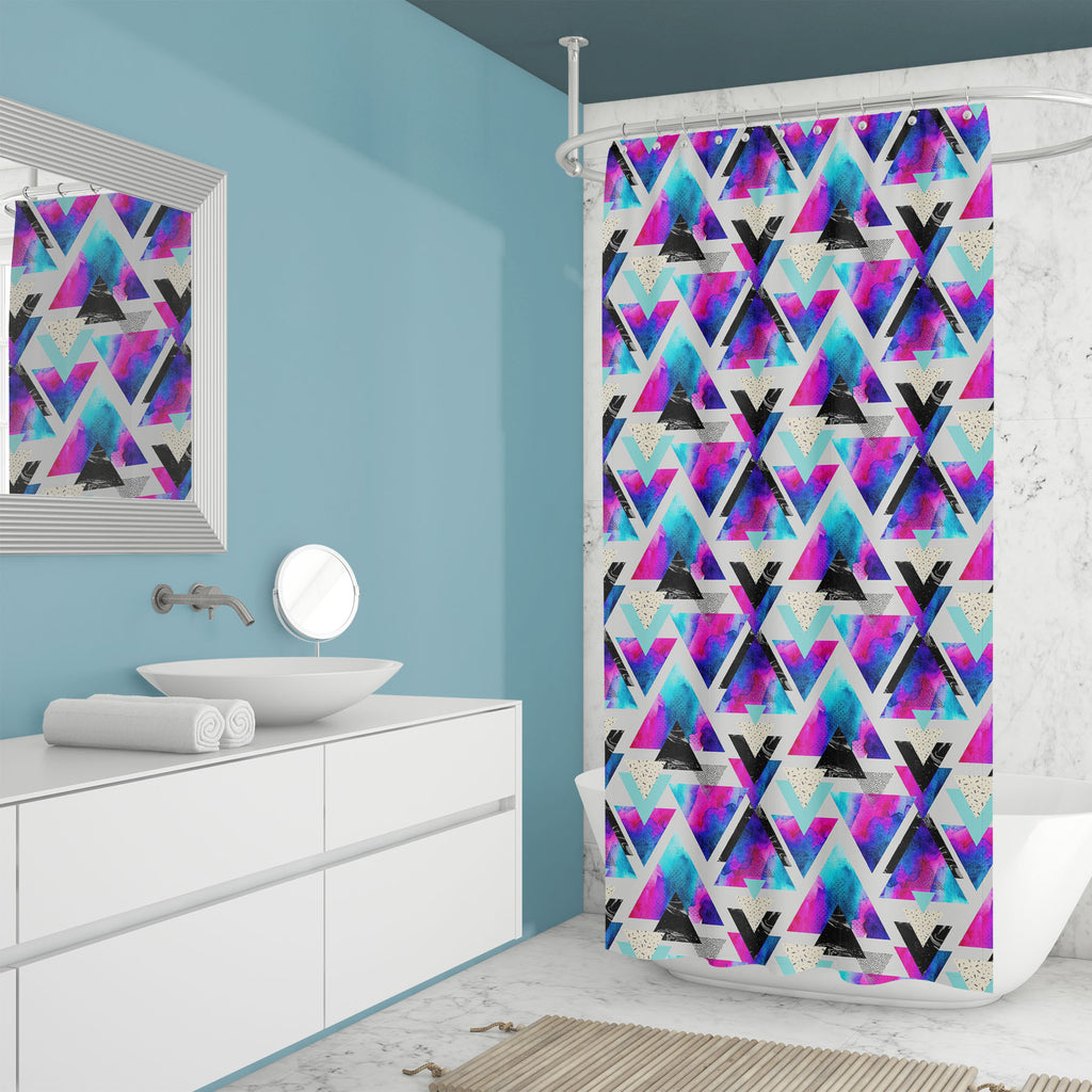 Abstract Triangles D7 Washable Waterproof Shower Curtain - Shower Curtains - ArtzFolio.com